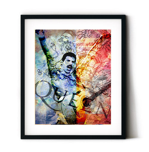 Freddie mercury art print. Queen band wall art posters Freddie Mercury. Rock and roll wall art.