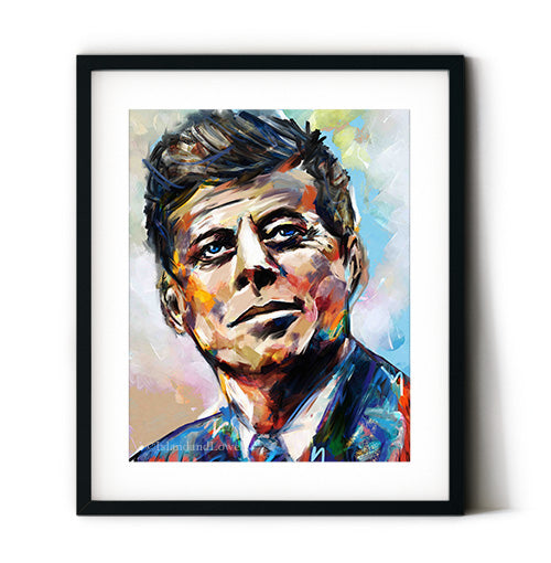 JFK wall art. John Kennedy art. JFK art prints.