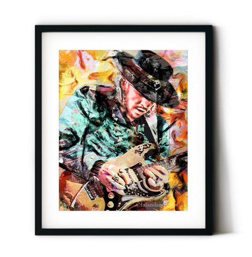 Stevie Ray Vaughan wall art. SRV art print. Guitar player wall art. SRV canvas art. Guitar posters.