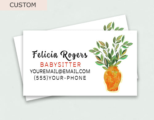 Pretty business card, custom calling card for any profession including florist, babysitter, interior designer, crafter, home cleaning service. Great idea for a retiree who has taken up a new hobby and needs business cards. Provide your clients with your contact details in a pretty and memorable business card.