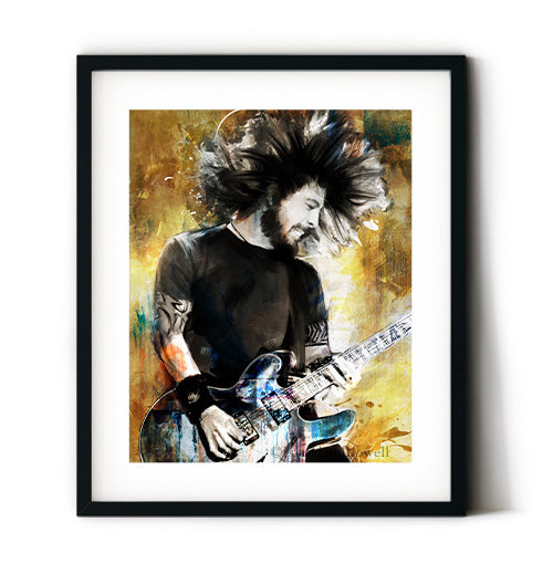 Dave grohl wall art. Grohl art print. Music room decor. Guitar room wall art. Grohl poster.