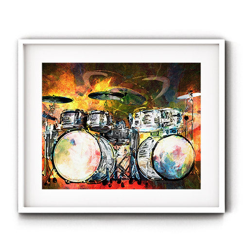 Drums wall art. Prinst for drum room. Music walls art decor.