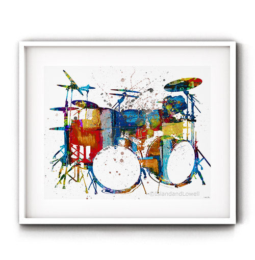 Abstract drums wall art. Colorful splashes of paint on drum set. Drummer wall art. Drummer prints for bedroom. Music art for bedroom. 