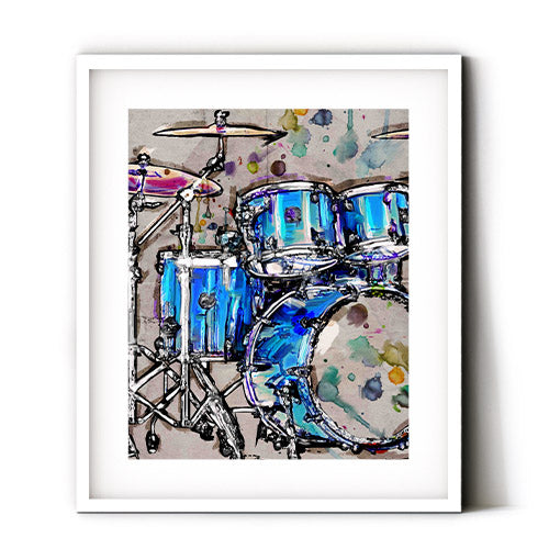 Feel the beat. This drum print is the perfect addition to any game room, music studio or bedroom decor. Bring some musicality to your decorating and allow the bold colors to elevate the vibe. Receive a high-quality reproduction from our original drummer artwork printed onto your choice of paper or a ready-to-hang canvas.