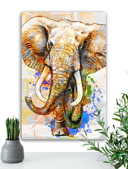 Elephant wall art. Safari theme room decor. Neutral colors wild animal art.