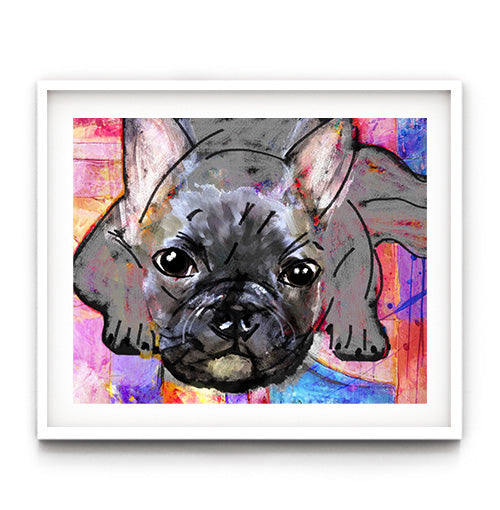 French bulldog art print. Frenchie owner gfits. French bulldog wall art. French bulldog portrait.