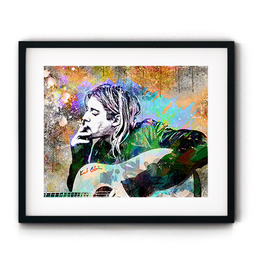 Grunge wall art. Kurt Cobain art print. Grunge decor. Cobain wall art. Cobain canvas art. Grunge bands posters.