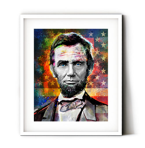 Abe Lincoln wall art. US President portraits. Lincoln art prints. History classroom decor.