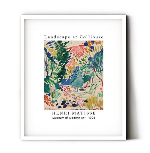 Henri Matisse, Landscape at Collioure. A high quality print of the famous painting. Beautiful as bar cart art or as a decorative print for your bedroom or home office. Receive a high-quality reproduction of Landscape at Collioure printed onto your choice of paper or a ready-to-hang canvas.