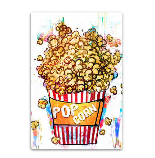 Popcorn art print. Movie room wall art. Popcorn prints for home movie theater room. Game room decor.