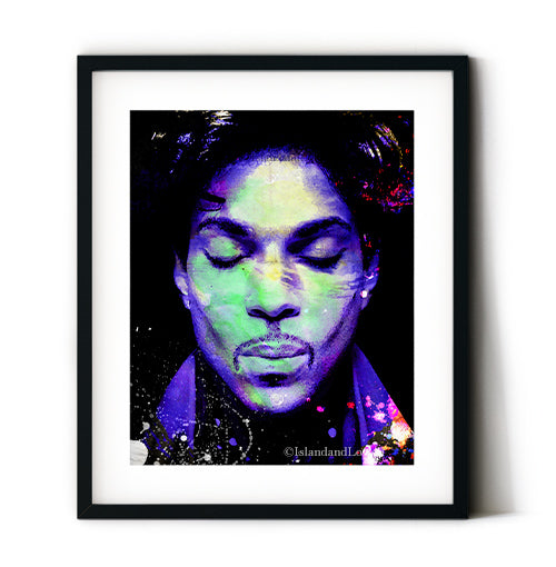 Prince wall art. Prince in purple art print. Guitar room wall art. Guitar player gift. Rock star Prince art.