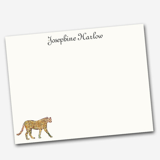 personalized note cards with cheetah illustration