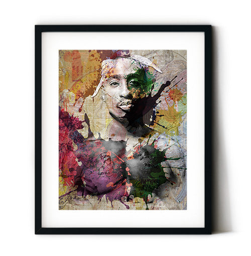 Rap music star Tupac wall art. Rapper Tupac posters. Tupac art print for your music room walls.