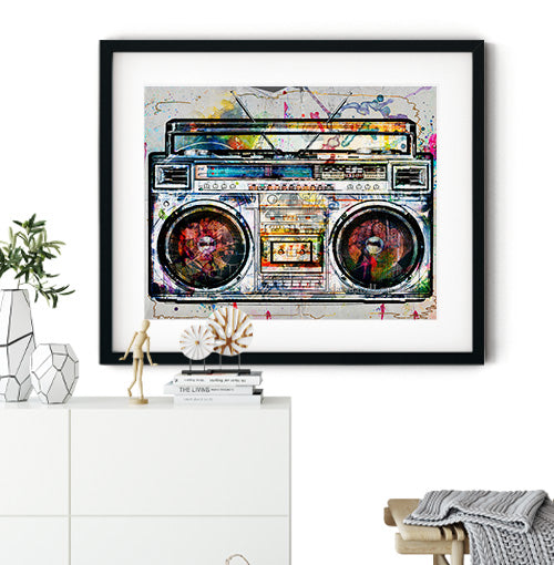 Boombox posters. Boombox radio wall art. 1980s wall art music.