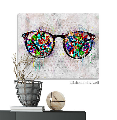 Eyeglasses wall art. Art for optometry office. Eye art prints. Eye doctor office art. Eyeglass paintings. Gift for optometry student. Eye school students. Eye exam room posters. Eyeglass shop art.