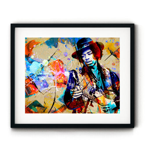 Guitar player wall art. Rock n roll art prints. Wall art featuring an electric guitar player.