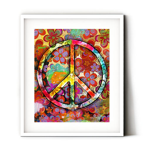 Hippie wall art. Peace sign art prints. Tie dye wall art. Hippie tie dye colorful wall art. Peace symbol art print. Hippie posters.