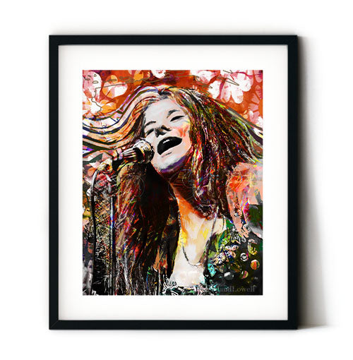 Joplin wall art. Joplin art print. Hippie art prints. 1960s music scene.