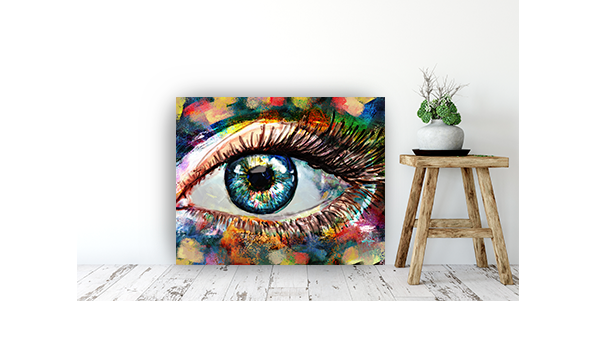 Eye wall art. This colorful eyeball art print really pops! Great addition to your optician office or optometry practice wall decor or the perfect wall art for a vision care center. A real vision and eye-catching decor. Receive a high-quality reproduction from our original eye artwork printed onto your choice of paper or a ready-to-hang canvas.