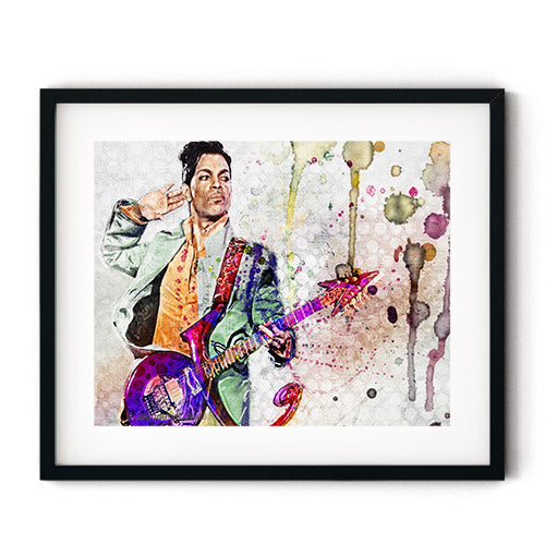 Prince singer wall art. Great addition to any music lover or guitar enthusiasts art collection. Prince wall art for your music room, studio or jam space. Receive a high-quality reproduction from our original purple Prince artwork printed onto your choice of paper or a ready-to-hang canvas.