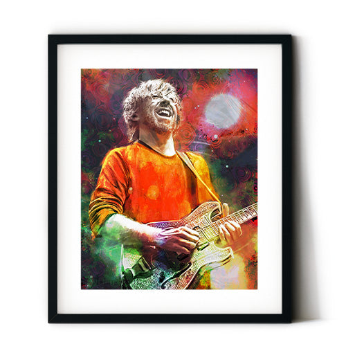 Phish Trey Anastasio wall art. Anastaio art print framed displayed on music room walls. Phish fan gift.