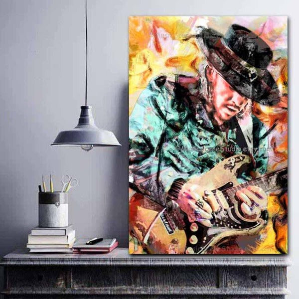 Stevie Ray Vaughan online Wall Art Canvas. Srv Austin Texas Blues Music. Thick canvas. Unofficial