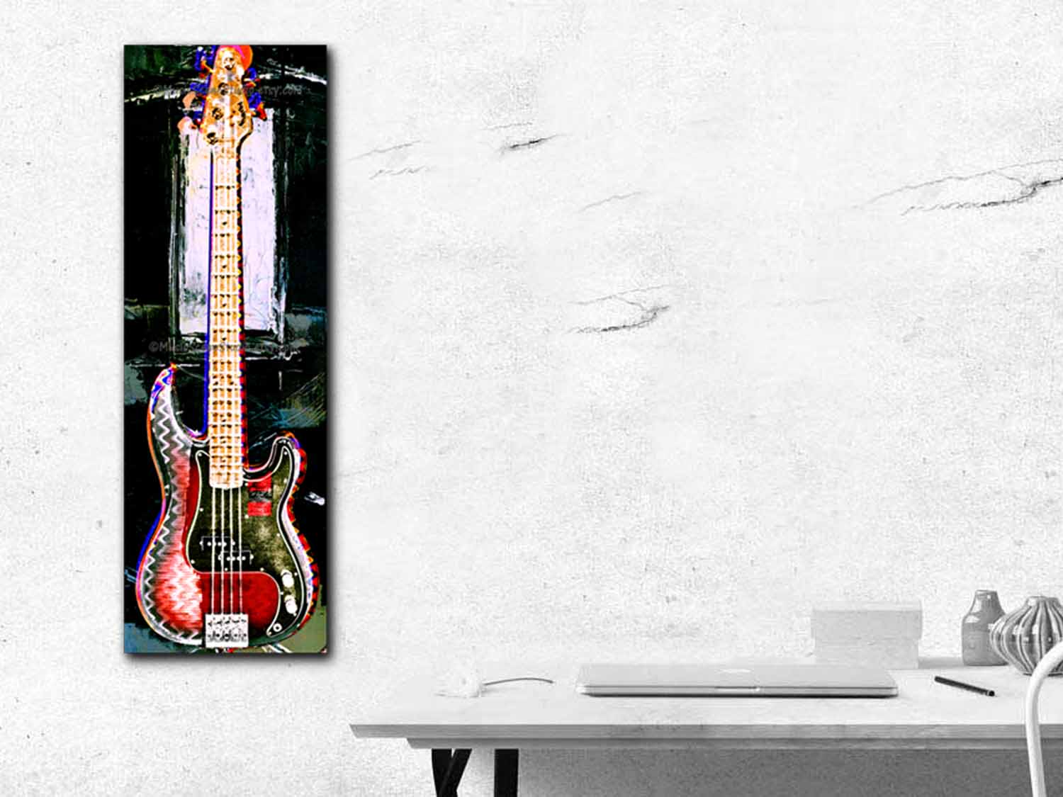 bass guitar pop art, guitar player gift, man cave art, decor, dorm room wall art