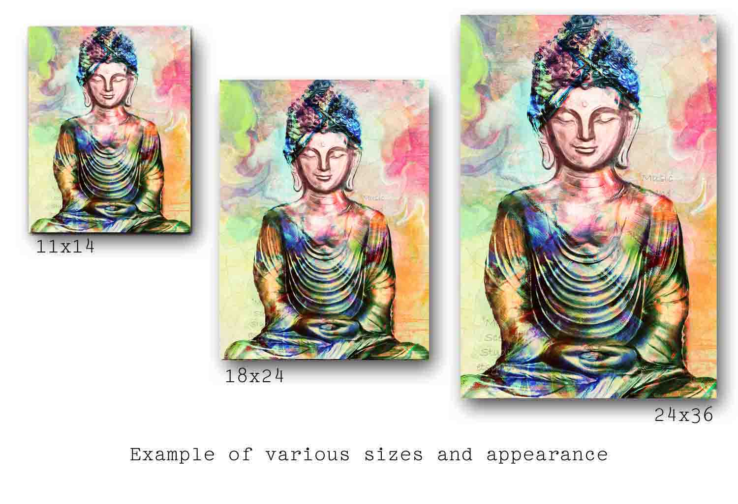 Buddha art. Colorful Buddha posters. Meditation art. Yoga room wall art.