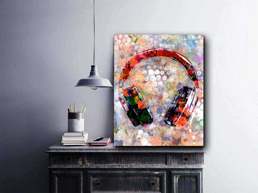 headphones wall decor, headphones art print