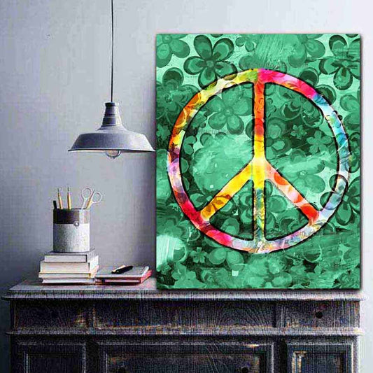 peace sign art, green art, peace symbol art