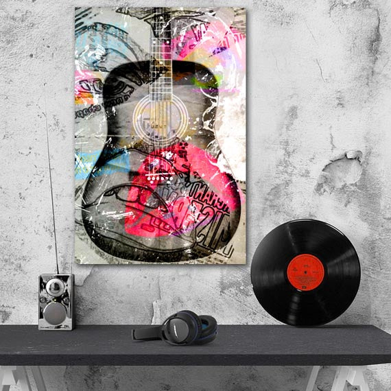 pop art guitar wall art, canvas prints