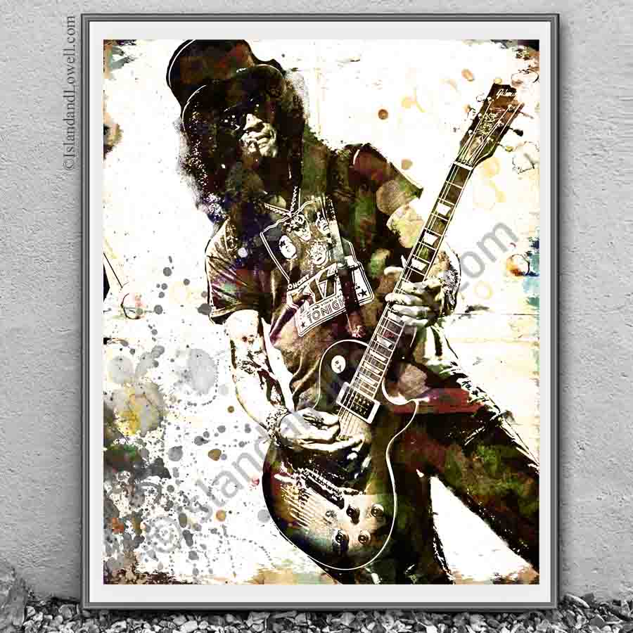 slash playing guitar art prints or canvas